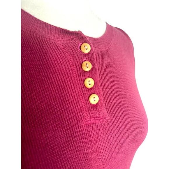 Woolrich Vintage 90s Cotton Short Sleeve Henley Sweater Pink Womens Size Medium - Picture 4 of 9